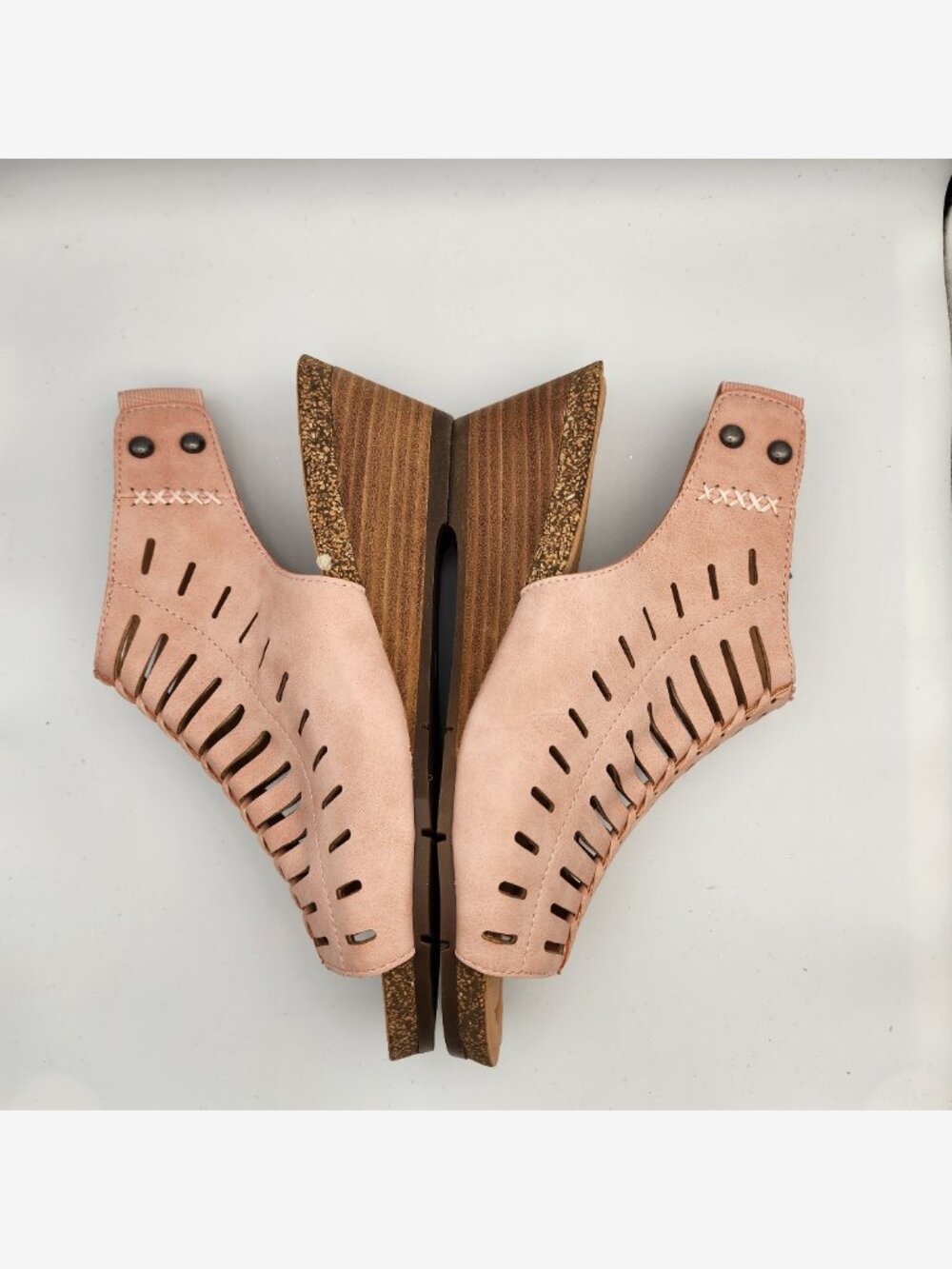 Pink Cutout Slingback Wedge Sandals | Women's 8.5 - Picture 6 of 16